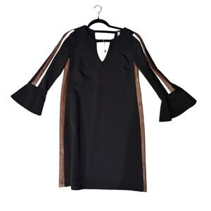 Pianuras Studio Faux Leather Trim Bell Sleeve Dress EU‎ 40